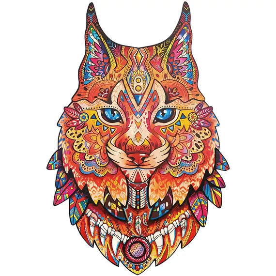 Wooden puzzle bobcat